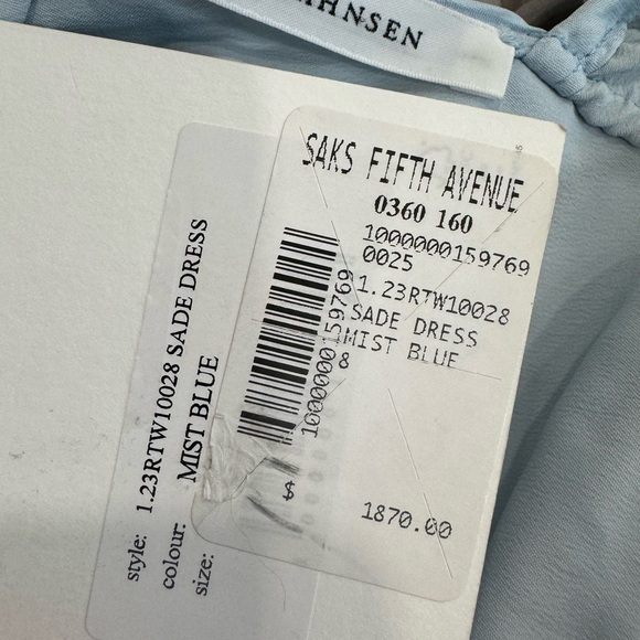 CECILIE BAHNSEN Sade Jacquard Cut Out Midi Dress in Mist Blue - Picture 10 of 14